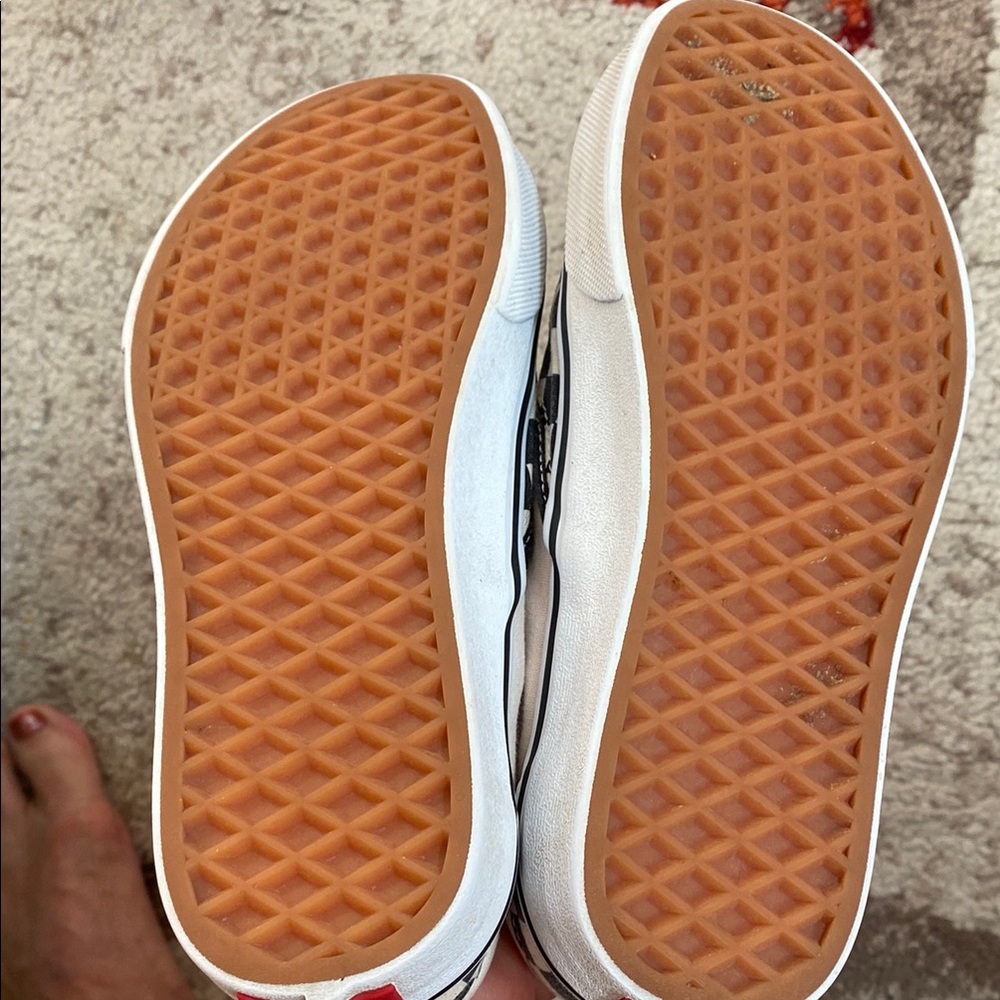 Vans Black and White Checkerboard Slip-On Sneakers Size 5 - Picture 5 of 7
